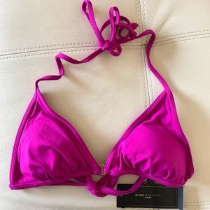 BCBG BIKINI TOP TRIANGLE GOLD RING VIOLET PURPLE